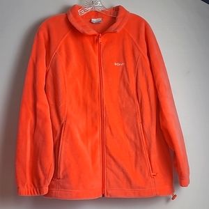 COLUMBIA SPORTSWEAR SOFT ORANGE FLEECE SWEATERSHIRT FULL ZIP SIDE ZIP POCKETS 1X